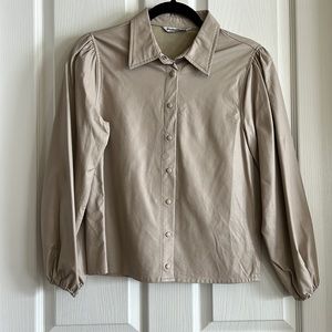 Stradivarius Long Sleeve Faux Leather Top